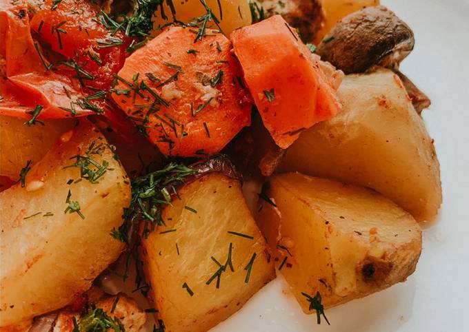 Картофель с овощами – пошаговый рецепт приготовления с фото