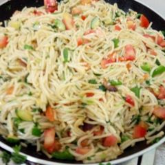 Spaghetti with vegetables A picture of Spaghetti with vegetables.