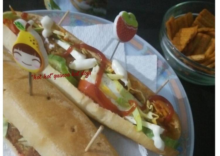 Recipe of Perfect Hot-hot quinoa hot dogs with nutri &amp;flax