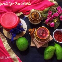 Gujarati Gor Keri Pickle (Sweet & Spicy Raw Mango Pickle) A picture of Gujarati Gor Keri Pickle (Sweet & Spicy Raw Mango Pickle).