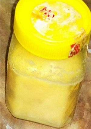 A picture of Homemade Ghee/ clarified butter.