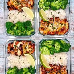 A picture of Honey lime chicken and rice bowls.