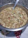 Sopa de feijão,bacon e macarrão