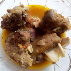 A picture of Goat meat pepper soup# surprise.