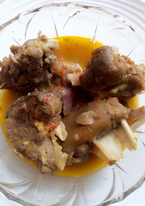 A picture of Goat meat pepper soup# surprise.