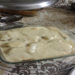 A picture of Creamy baked potato and mushroom.