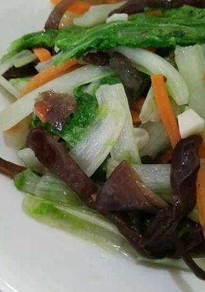 蒜香木須小白菜【豆豆愛的料理】【福壽】 的食譜成品照片