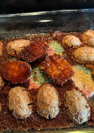 A picture of Parmesan encrusted potatoes.