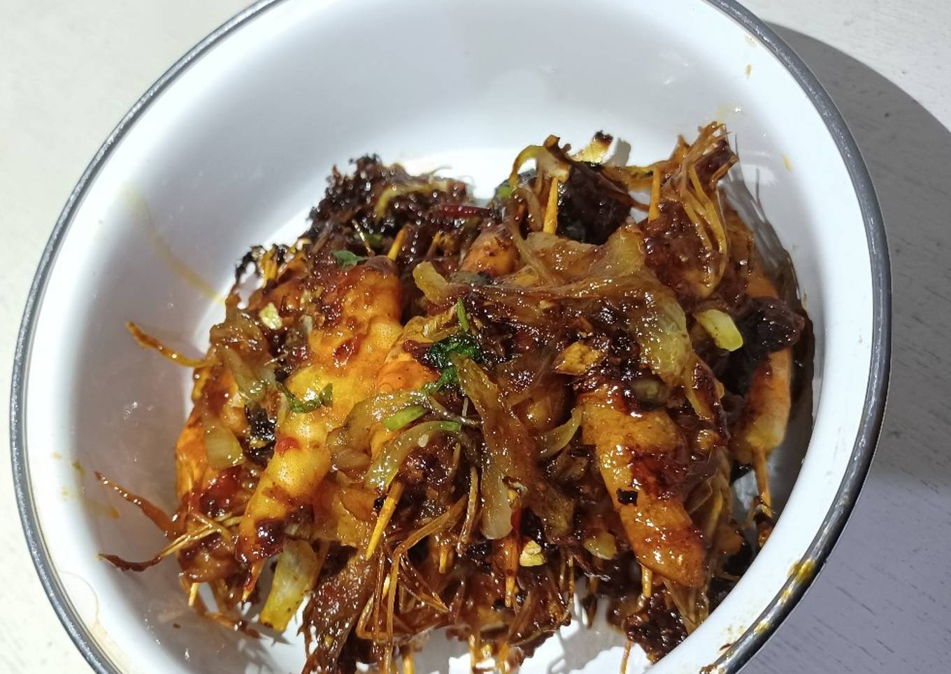 Sate udang mini bakar madu ala resto