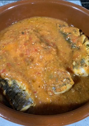 Una foto de Lomos merluza con sofrito verduras Thermomix