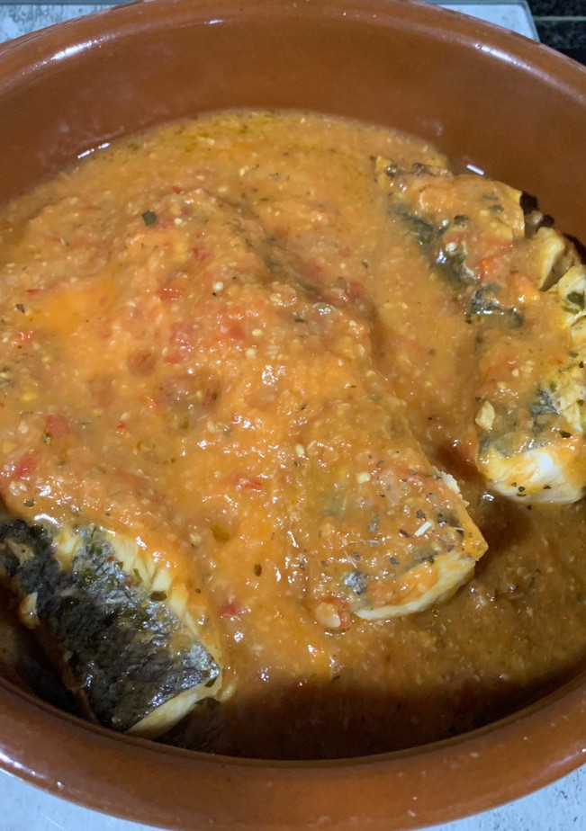 Una foto de Lomos merluza con sofrito verduras Thermomix
