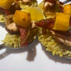 A picture of Sticky Chicken with Herbal Rice.