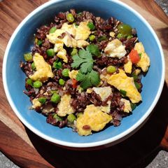 A picture of EGG FRIED RICE with BLACK RICE.