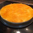 Tarta de queso con mermelada de melocotón