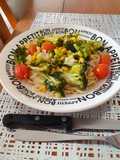Fideos con verduras salteadas