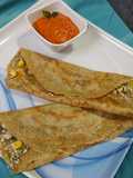 Protein rich healthy mix dal dosa with tangy tomato chutney