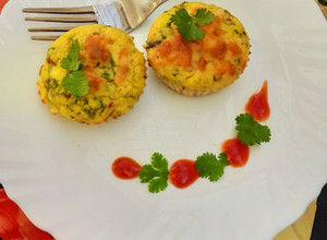 A picture of Savoury Moongdal Cheese Muffins.