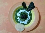 Una foto di riso con burrata