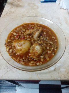 صورة لوصفة لوبيا بقطع الدجاج