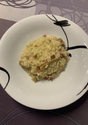 A picture of Porcini Mushroom and Speck Risotto.