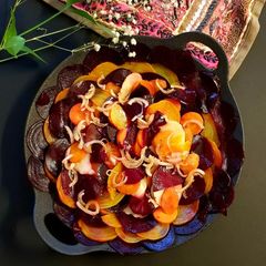 Beetroot, carrot and potato salad A picture of Beetroot, carrot and potato salad.