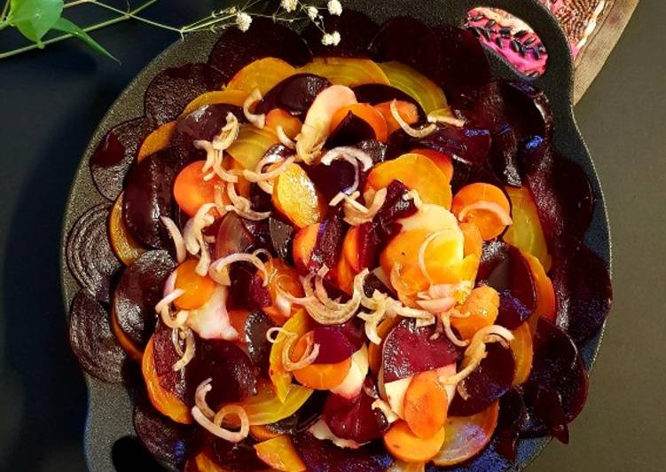 Step-by-Step Guide to Prepare Speedy Beetroot, carrot and potato salad
