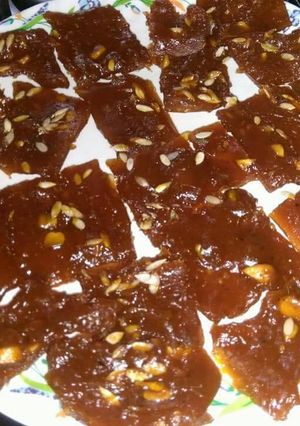 A picture of Sweet sweet homemade aam papad.