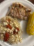 Pan- Seared pork chops with Mediterranean Flair
