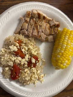 A picture of Pan- Seared pork chops with Mediterranean Flair.