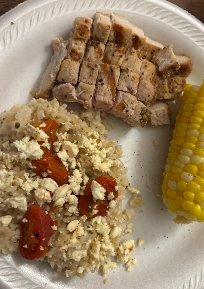 A picture of Pan- Seared pork chops with Mediterranean Flair.