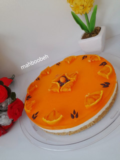 عکسی از دستور چیز کیک یخچالی پرتقالی و دسر کرم کارامل