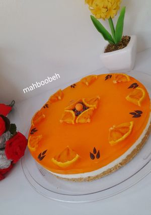 عکسی از دستور چیز کیک یخچالی پرتقالی و دسر کرم کارامل