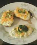 Broccoli and cheddar cheese twice baked potato