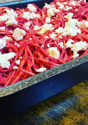 Spagetti Fetás Céklamártással recept fotója