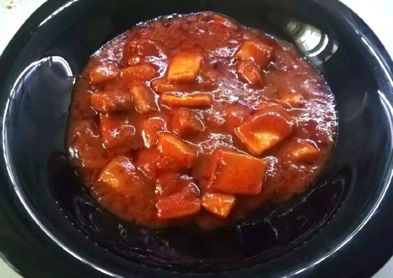 Chocos en salsa de pisto al vino tinto🍷
