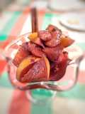 Melocotón de Calanda con vino