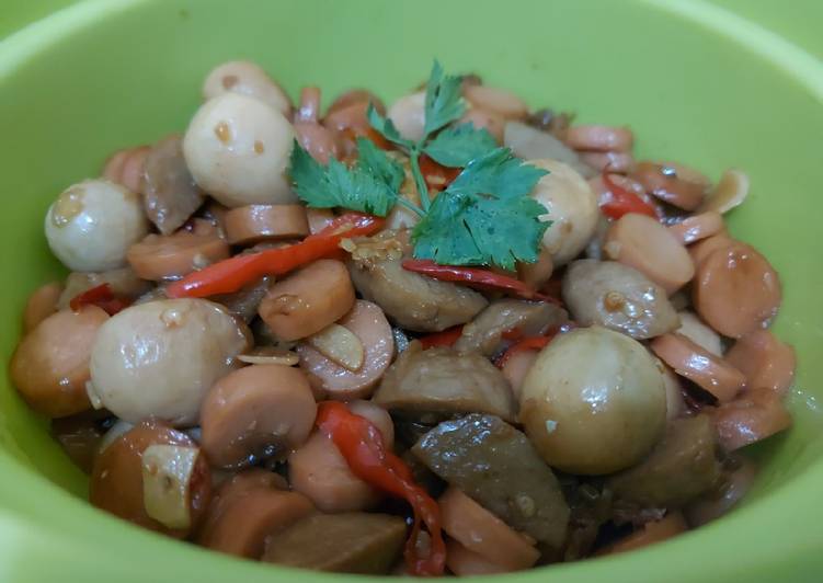 Resep Tumis Bakso,sosis,telur puyuh Lezat