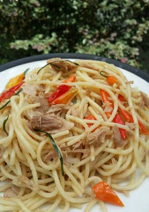 Foto resep Spagheti oglio olio tuna sambal matah
