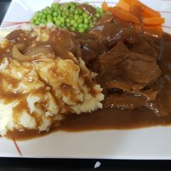 A picture of My Gorgeous Braising Steak and onion in Gravy.