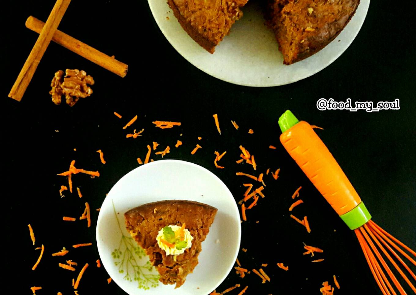 Nutty Spiced Eggless Carrot Cake (whole Wheat and Jaggery)