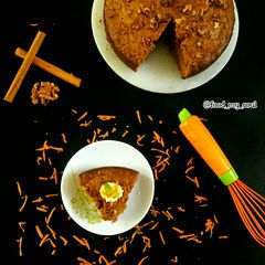 A picture of Nutty Spiced Eggless Carrot Cake (whole Wheat and Jaggery).