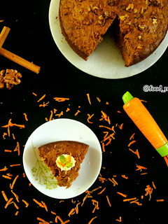 A picture of Nutty Spiced Eggless Carrot Cake (whole Wheat and Jaggery).