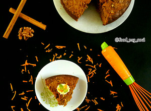 A picture of Nutty Spiced Eggless Carrot Cake (whole Wheat and Jaggery).