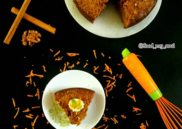 Nutty Spiced Eggless Carrot Cake (whole Wheat and Jaggery)