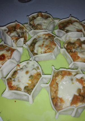 Una foto de Canastitas de calabaza y pollo 😋