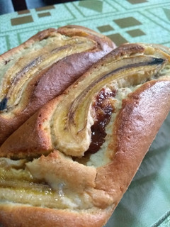 Una foto de Budín de banana y dulce de leche