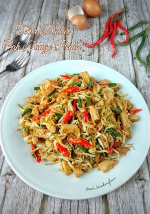 Foto resep Dadar Telur Cah Tauge Pedas
