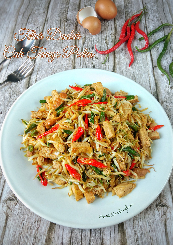 Foto resep Dadar Telur Cah Tauge Pedas