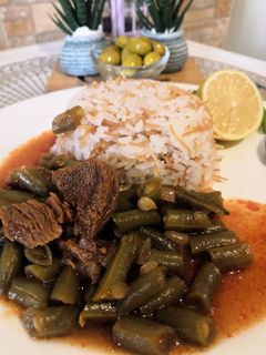 صورة لوصفة فاصوليا خضرا مع رز 🍚🍽