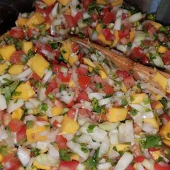 A picture of Mango pico de gallo salsa.